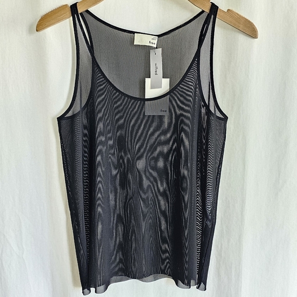 🇨🇦 Aritzia Wilfred Free McNally Black Sheer Mesh Tank Top - Picture 2 of 15